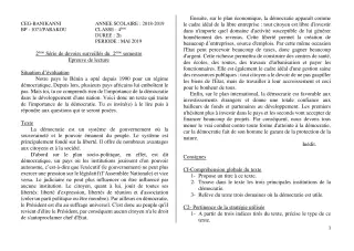 Première page de Français 4e, 4e ML — 2e devoir surveillé, 2e semestre (2018-2019) · CEG Banikanni