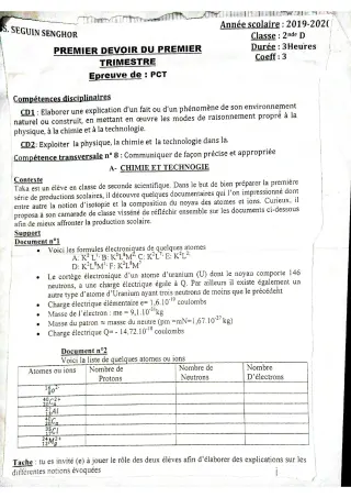 Première page de PCT 2nde D — 1re production scolaire (2019-2020) · CPEG SEGUIN SENGHOR
