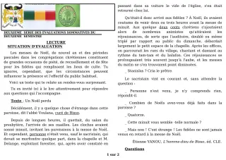 Première page de Français 3e, 3e ML — 2e évaluation sommative, 2e semestre (2019-2020) · CEG GBESSOU