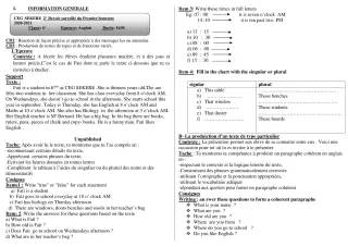 Première page de Anglais 6e — 2e devoir surveillé, 1er semestre (2020-2021) · CEG SEKERE