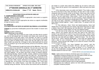 Première page de Anglais 1ère A1, 1ère A2, 1ère B — 2e devoir surveillé (2021-2022) · CEG ZONGO