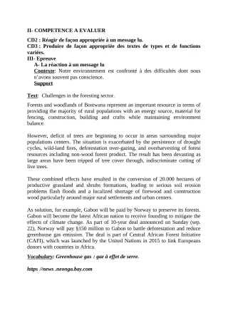 Première page de Devoir surveillé de ANGLAIS — 2nde A, 2nde A & B, 2nde A2, 2nde B, 2nde C, 2nde D — CEG Le Littoral (2019)