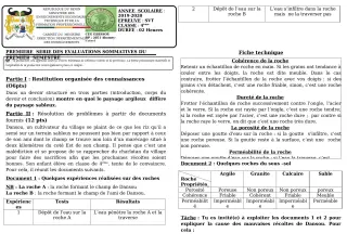 Première page de SVT 4e — 1re évaluation sommative, 1er semestre (2019-2020) · CEG GBESSOU