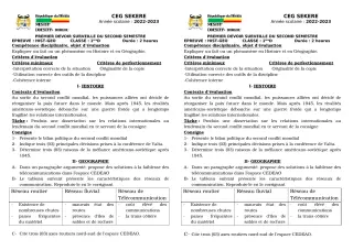 Première page de Histoire-Géographie 1ère D — 1er devoir surveillé, 2e semestre (2022-2023) · CEG SEKERE