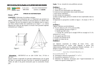 Première page de Mathématiques 4e — Devoir surveillé (2022-2023) · CEG SEKERE