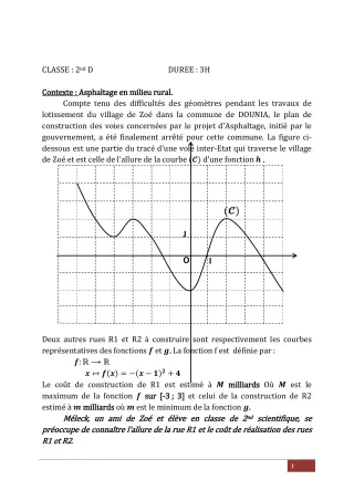 Première page de Devoir surveillé de MATHS GENE — 2nde D — CPEG GOD'S TIME (2019)
