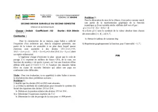 Première page de Mathématiques 2nde A2 — 2e devoir surveillé, 2e semestre (2023-2024) · CEG SEKERE