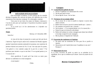 Première page de Français 5e — 1er devoir surveillé, 1er semestre (2018-2019) · ceg ouenou
