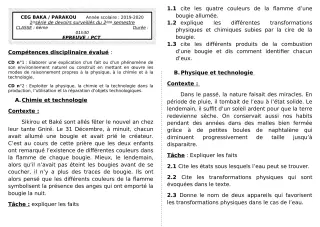 Première page de PCT 6e — Devoir surveillé, 2e semestre (2019-2020) · CEG BAKA
