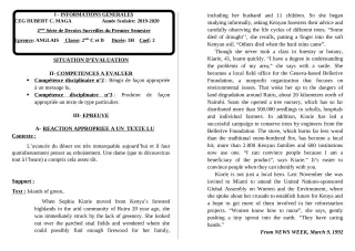 Première page de Anglais 2nde C, 2nde D — 2e devoir surveillé, 1er semestre (2019-2020) · CEG Hubert C. MAGA
