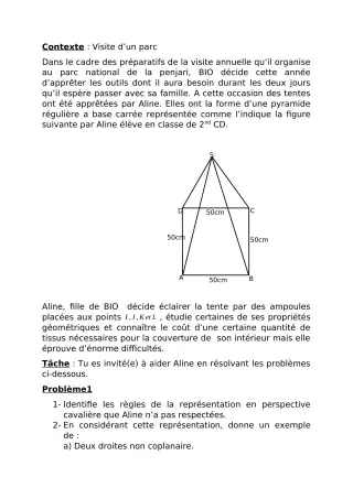 Première page de Devoir surveillé de MATHS GENE — 2nde C, 2nde D — CPEG LICA (2020)
