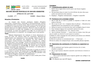 Première page de Français 5e — 2e devoir surveillé, 2e semestre (2020-2021) · CEG SEKERE