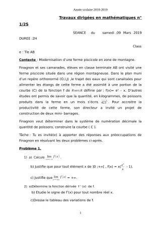 Première page de Interrogation écrite de MATHS GENE — Tle A1, Tle A2, Tle B, Tle D — CEG AGBLANGANDAN (2018)