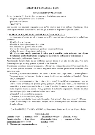 Première page de Examen Blanc de ESPAGNOL — 3e ML — CEG Albarika (2018)