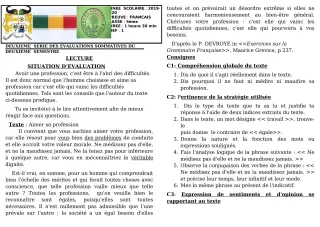Première page de Français 5e — 2e évaluation sommative, 2e semestre (2019-2020) · CEG GBESSOU
