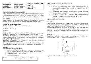 Première page de PCT 4e — 2e devoir surveillé, 1er semestre (2018-2019) · CEG5 DOGBO