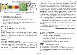Première page de Devoir surveillé de ANGLAIS — 3e, 3e ML — CEG GBESSOU (2019)