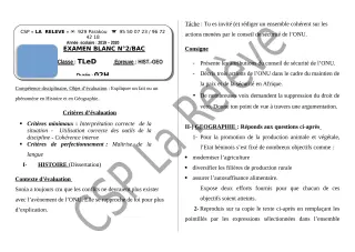 Première page de Examen Blanc de HIST-GEO — Tle D — CPEG La Releve (2019)