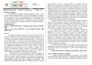 Première page de Français 1ère A, 1ère A1, 1ère A2, 1ère B, 1ère C, 1ère D — 2e production scolaire, 1er semestre (2019-2020) · CEG1 Adjarra