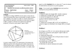 Première page de Mathématiques 3e, 3e ML — 2e devoir surveillé, 1er semestre (2018-2019) · CEG Banikanni