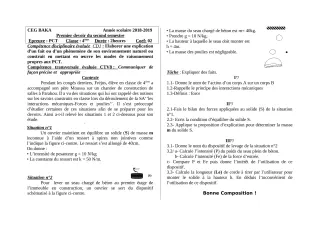 Première page de PCT 4e — Composition, 2e semestre (2018-2019) · CEG BAKA