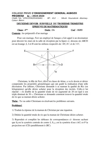 Première page de Mathématiques 6e, 5e, 4e, 4e ML, 3e, 3e ML, 2nde A, 2nde A1, 2nde A2, 2nde B, 2nde C, 2nde D, 1ère A, 1ère A1, 1ère A2, 1ère B, 1ère D, Tle A, Tle A1, Tle A2, Tle B, Tle C, Tle D — 2e devoir surveillé