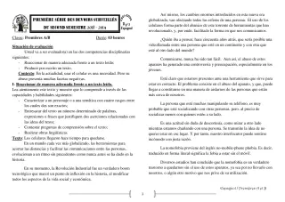 Première page de Espagnol 1ère A1, 1ère A2, 1ère B — 1er devoir surveillé, 2e semestre (2018-2019) · CEG1 Covè