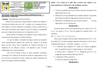 Première page de Mathématiques Tle D — 2e évaluation sommative, 2e semestre (2019-2020) · CEG GBESSOU