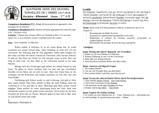 Première page de Allemand 1ère A1, 1ère A2, 1ère B — Devoir surveillé (2017-2018) · CEG1 Covè