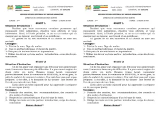Première page de Français 5e — 2e devoir surveillé, 2e semestre (2021-2022) · CEG SEKERE