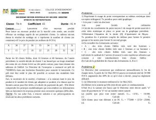Première page de Mathématiques Tle A2 — 2e devoir surveillé (2022-2023) · CEG SEKERE