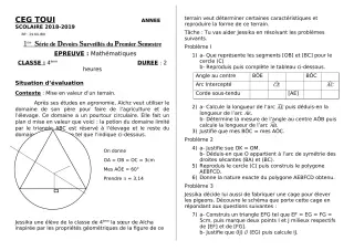 Première page de Mathématiques 6e — 1er devoir surveillé, 1er semestre (2018-2019) · CEG TOUI