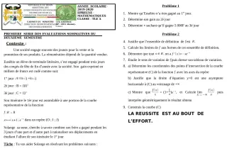 Première page de Mathématiques Tle A1, Tle A2 — 1re évaluation sommative, 2e semestre (2019-2020) · CEG GBESSOU