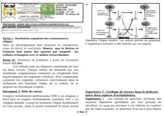 Première page de SVT 2nde A1, 2nde A2 — 1re évaluation sommative, 2e semestre (2019-2020) · CEG GBESSOU