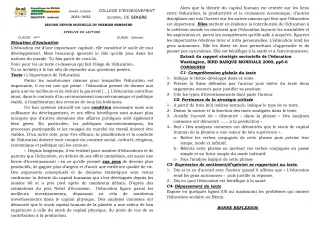 Première page de Français 4e — 2e devoir surveillé, 1er semestre (2021-2022) · CEG SEKERE
