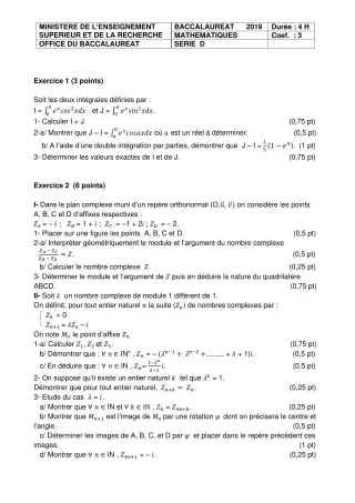 Première page de Prepa sujet BAC 2024 mathématiques série d