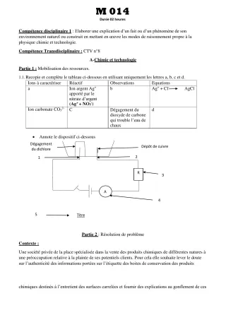 Première page de Devoir surveillé de PCT — 3e — CEG Ouinhi (2022)