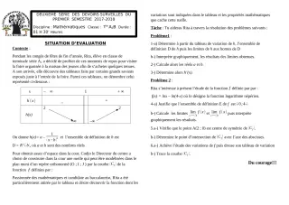 Première page de Mathématiques Tle A2 — 2e devoir surveillé, 1er semestre (2017-2018) · CEG1 Covè