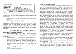 Première page de Espagnol 1ère B — 2e devoir surveillé, 1er semestre (2022-2023) · CEG ZONGO