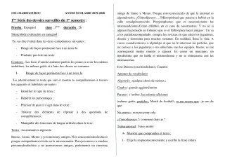 Première page de Espagnol 3e ML — 1er devoir surveillé, 1er semestre (2019-2020) · CEG MAREGOUROU