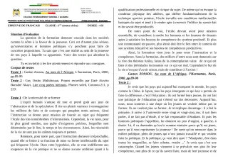 Première page de Français 1ère A, 1ère A1, 1ère A2, 1ère B, 1ère C, 1ère D — 1re production scolaire, 1er semestre (2019-2020) · CEG1 Adjarra