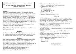 Première page de Mathématiques 1ère C — Devoir surveillé, 1er semestre (2018-2019) · CEG Banikanni