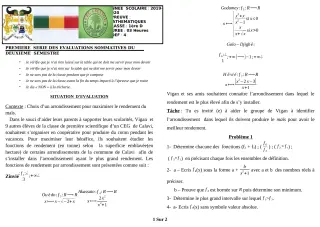 Première page de Mathématiques 1ère D — 1re évaluation sommative, 2e semestre (2019-2020) · CEG GBESSOU