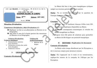 Première page de Examen Blanc de HIST-GEO — 3e, 3e ML — CPEG La Releve (2019)