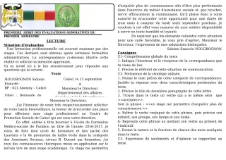 Première page de Français 4e, 4e ML — 1re évaluation sommative, 1er semestre (2019-2020) · CEG GBESSOU