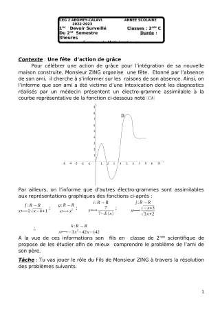 Première page de Mathématiques 2nde C — Devoir surveillé, 2e semestre (2022-2023) · CEG2 ABOMEY - CALAVI (CEG ZOCA)