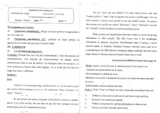 Première page de Anglais 4e, 4e ML, 3e, 3e ML — 1er devoir surveillé, 2e semestre (2018-2019) · CEG Gbegourou