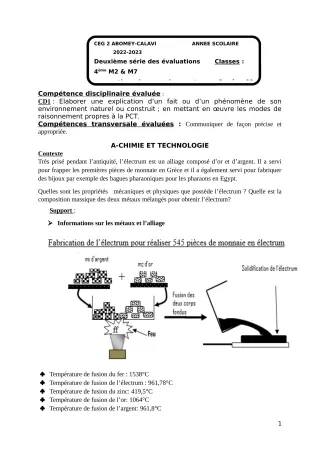 Première page de PCT 4e — Composition, 2e semestre (2022-2023) · CEG2 ABOMEY - CALAVI (CEG ZOCA)