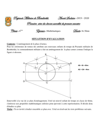 Première page de Mathématiques 6e — 1er devoir surveillé, 1er semestre (2019-2020) · PMB