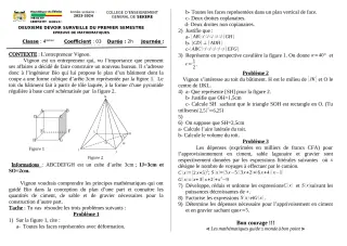 Première page de Mathématiques 4e — 2e devoir surveillé, 1er semestre (2023-2024) · CEG SEKERE
